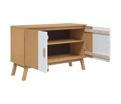 Kumode Olden, Brūna, Balta, 114X43X73,5 Cm, Priedes Masīvkoks Vidaxl