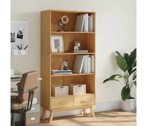 4 Riiuliga Raamatukapp "Olden", Pruun, Männipuit