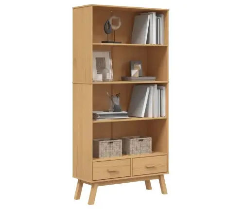 4 Riiuliga Raamatukapp "Olden", Pruun, Männipuit