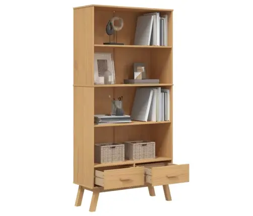 4 Riiuliga Raamatukapp "Olden", Pruun, Männipuit