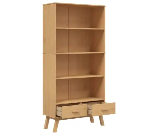 4 Riiuliga Raamatukapp "Olden", Pruun, Männipuit