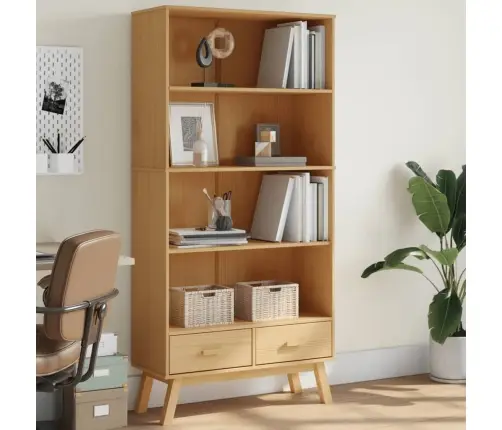 4 Riiuliga Raamatukapp "Olden", Pruun, Männipuit