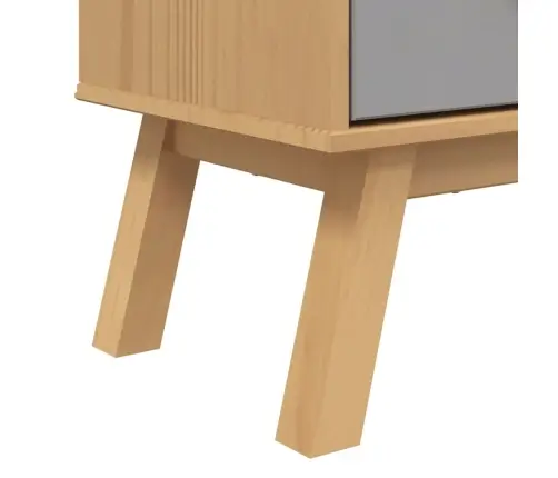 Knygų Spinta Olden, 4 Lentynos, Pilka Ir Ruda, Pušies Masyvas