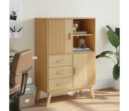 Augstais Skapītis Olden, Brūns, 85X43X125 Cm, Priedes Masīvkoks Vidaxl