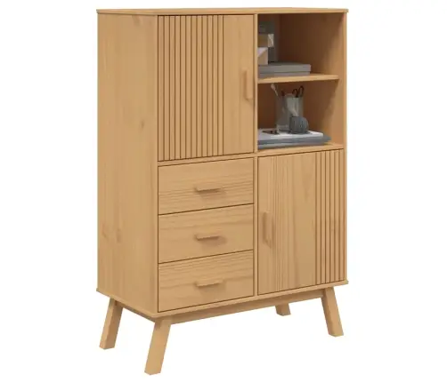 Augstais Skapītis Olden, Brūns, 85X43X125 Cm, Priedes Masīvkoks Vidaxl