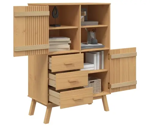 Augstais Skapītis Olden, Brūns, 85X43X125 Cm, Priedes Masīvkoks Vidaxl