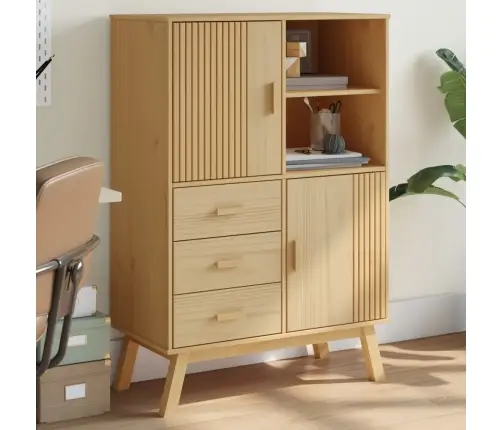 Augstais Skapītis Olden, Brūns, 85X43X125 Cm, Priedes Masīvkoks Vidaxl