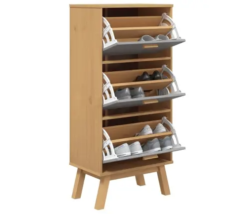 Apavu Plaukts Olden, Pelēks Un Brūns, 55X35X120Cm, Priedes Koks Vidaxl