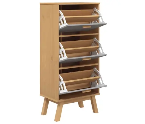 Apavu Plaukts Olden, Pelēks Un Brūns, 55X35X120Cm, Priedes Koks Vidaxl