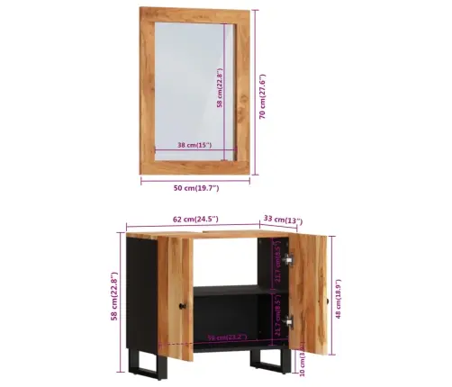 2-Daļīgs Vannasistabas Mēbeļu Komplekts, Akācijas Masīvkoks Vidaxl