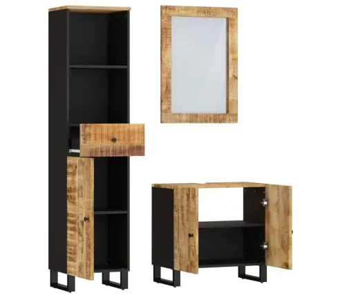 3-Daļīgs Vannasistabas Mēbeļu Komplekts, Mango Masīvkoks Vidaxl