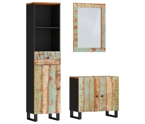 3-Daļīgs Vannasistabas Mēbeļu Komplekts, Pārstrādāts Masīvkoks Vidaxl