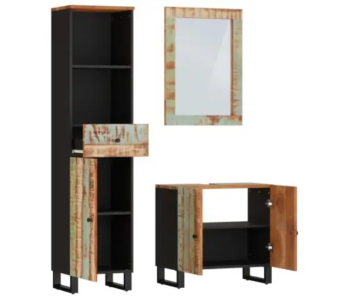 3-Daļīgs Vannasistabas Mēbeļu Komplekts, Pārstrādāts Masīvkoks Vidaxl