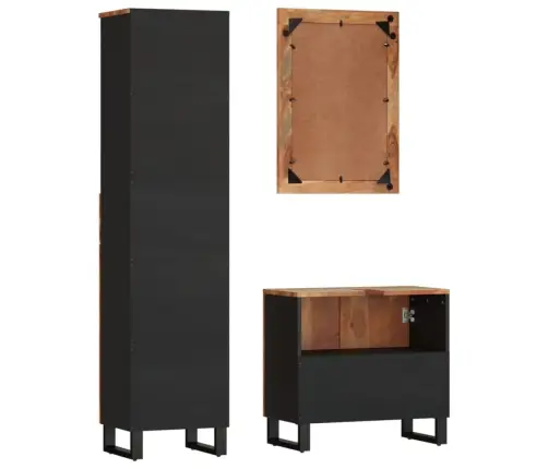 3-Daļīgs Vannasistabas Mēbeļu Komplekts, Pārstrādāts Masīvkoks Vidaxl