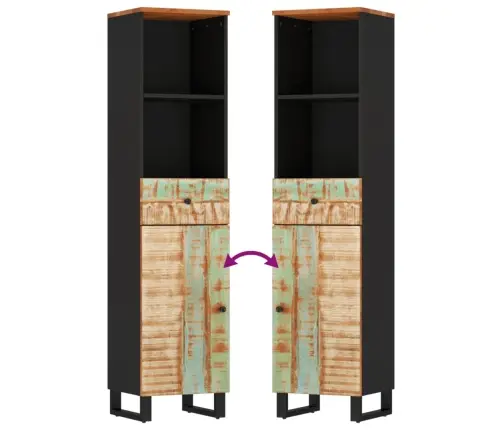 3-Daļīgs Vannasistabas Mēbeļu Komplekts, Pārstrādāts Masīvkoks Vidaxl