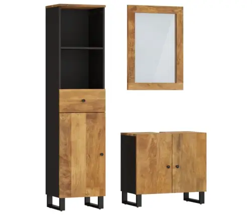 Vonios Kambario Baldų Komplektas, 3 Dalių, Mango Masyvas