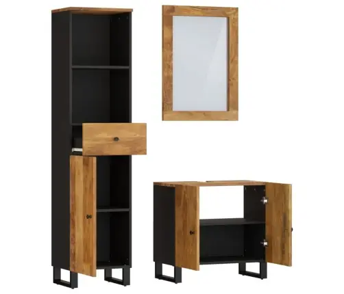 Vonios Kambario Baldų Komplektas, 3 Dalių, Mango Masyvas