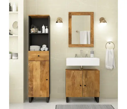 Vonios Kambario Baldų Komplektas, 3 Dalių, Mango Masyvas