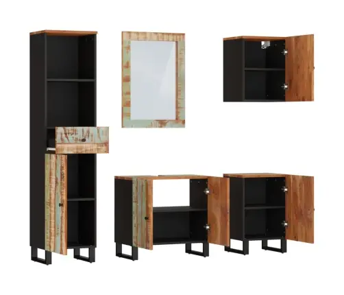 Vonios Kambario Baldų Komplektas, 5 Dalių, Perdirbta Mediena