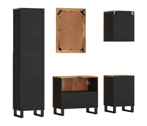 Vonios Kambario Baldų Komplektas, 5 Dalių, Perdirbta Mediena