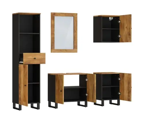 5-Osaline Vannitoamööbli Komplekt, Mangopuit