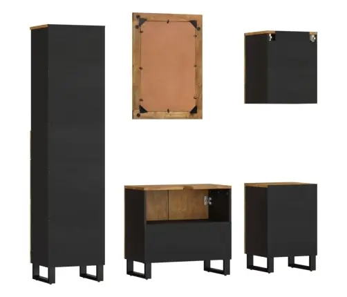 5-Osaline Vannitoamööbli Komplekt, Mangopuit