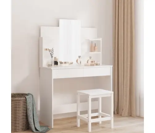 Kosmetinis Staliukas Su Veidrodžiu, Baltas, 96X39X142Cm