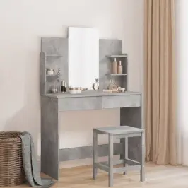 Galdiņš Ar Spoguli, Betona Pelēks, 96X39X142 Cm Vidaxl