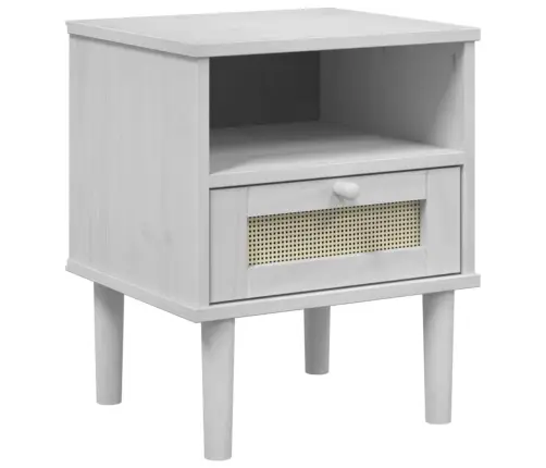 Naktsskapītis Senja, Balts, 40X35X48 Cm, Priedes Masīvkoks Vidaxl