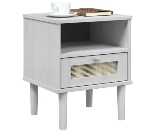 Naktsskapītis Senja, Balts, 40X35X48 Cm, Priedes Masīvkoks Vidaxl