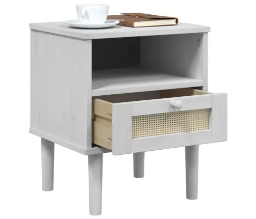 Naktsskapītis Senja, Balts, 40X35X48 Cm, Priedes Masīvkoks Vidaxl