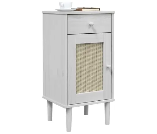 Naktsskapītis Senja, Balts, 40X35X80 Cm, Priedes Masīvkoks Vidaxl