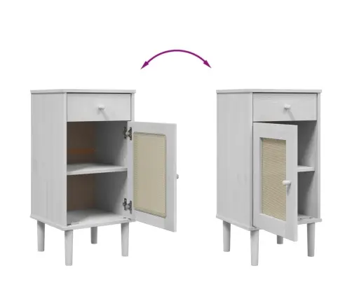 Naktsskapītis Senja, Balts, 40X35X80 Cm, Priedes Masīvkoks Vidaxl