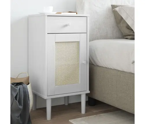 Naktsskapītis Senja, Balts, 40X35X80 Cm, Priedes Masīvkoks Vidaxl