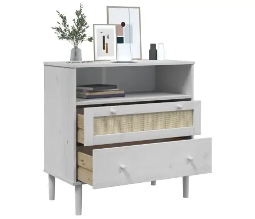 Šoninė Spintelė Senja, Balta, 80X40X80cm Pušies Masyvas