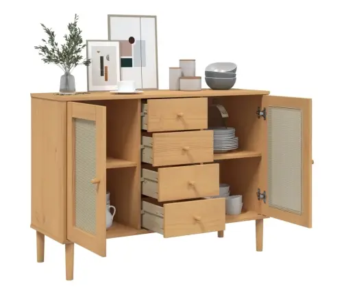 Kumode Senja, Brūna, 112X40X80 Cm, Priedes Masīvkoks Vidaxl Kumode Senja, Brūna, 112X40X80 Cm, Priedes Masīvkoks Vidaxl