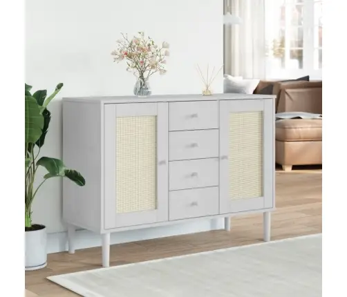 Kumode Senja, Balta, 112X40X80 Cm, Priedes Masīvkoks Vidaxl