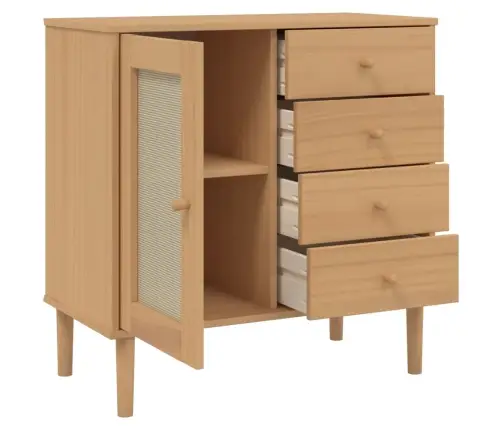 Kumode Senja, Brūna, 80X40X80 Cm, Priedes Masīvkoks Vidaxl