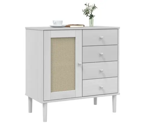 Šoninė Spintelė Senja, Balta, 80X40X80cm Pušies Masyvas