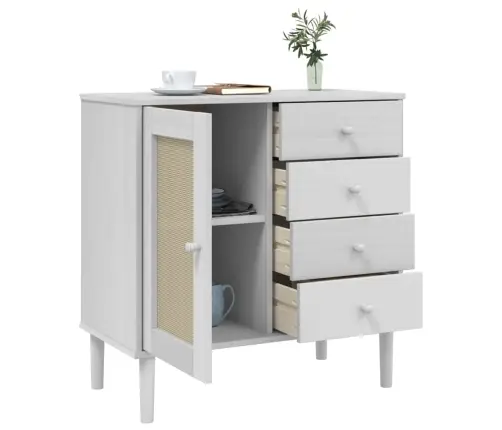 Šoninė Spintelė Senja, Balta, 80X40X80cm Pušies Masyvas