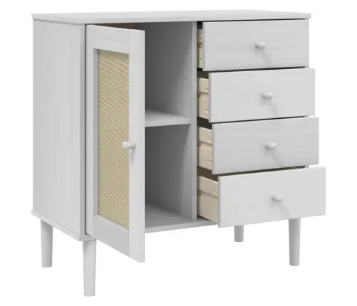 Šoninė Spintelė Senja, Balta, 80X40X80cm Pušies Masyvas