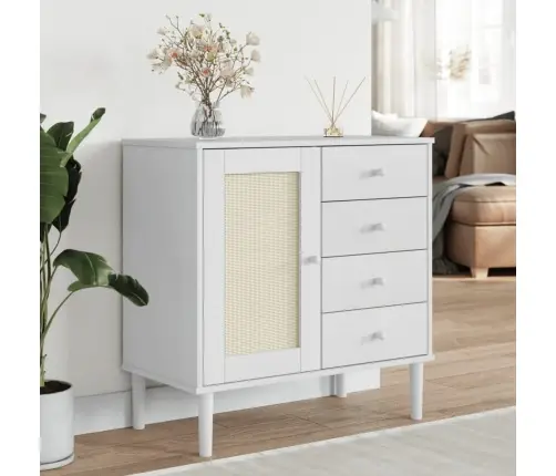 Šoninė Spintelė Senja, Balta, 80X40X80cm Pušies Masyvas