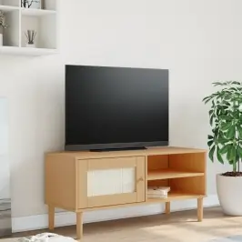 Tv Skapītis Senja, Brūns, 106X40X49 Cm, Priedes Masīvkoks Vidaxl