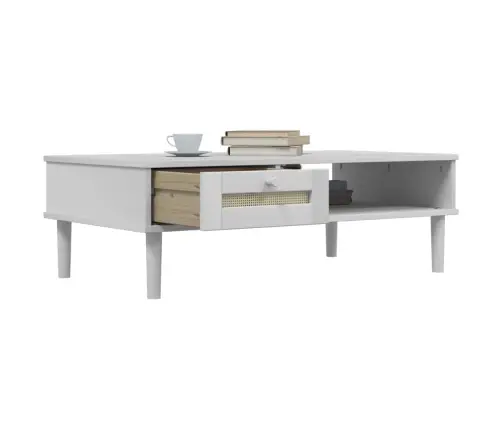 Kavos Staliukas Senja, Baltas, 100X55X33cm Medienos Masyvas