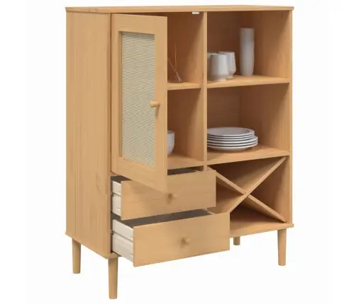 Kumode Senja, Brūna, 90X40X112 Cm, Priedes Masīvkoks Vidaxl