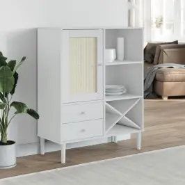 Kumode Senja, Balta, 90X40X112 Cm, Priedes Masīvkoks Vidaxl