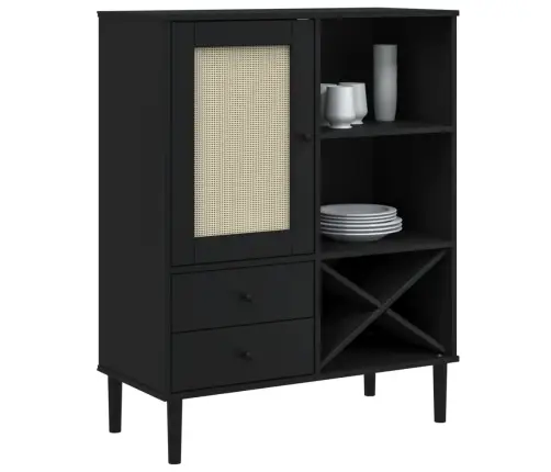 Kumode Senja, Melna, 90X40X112 Cm, Priedes Masīvkoks Vidaxl