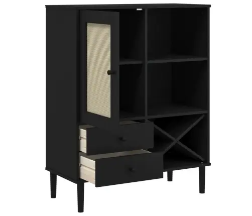 Kumode Senja, Melna, 90X40X112 Cm, Priedes Masīvkoks Vidaxl