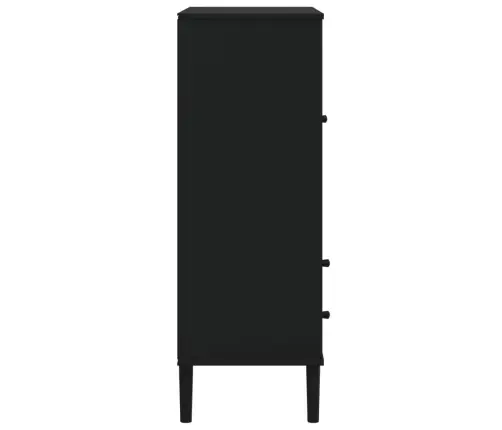 Kumode Senja, Melna, 90X40X112 Cm, Priedes Masīvkoks Vidaxl