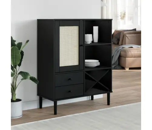 Kumode Senja, Melna, 90X40X112 Cm, Priedes Masīvkoks Vidaxl